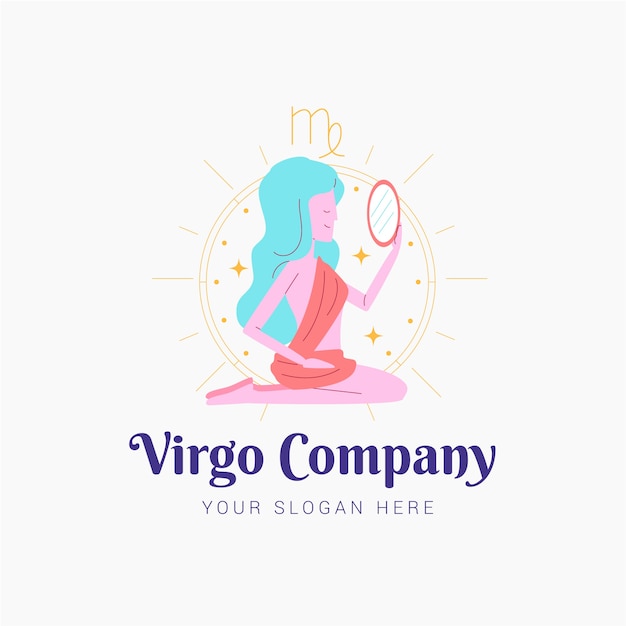 Vector hand drawn flat design virgo logo