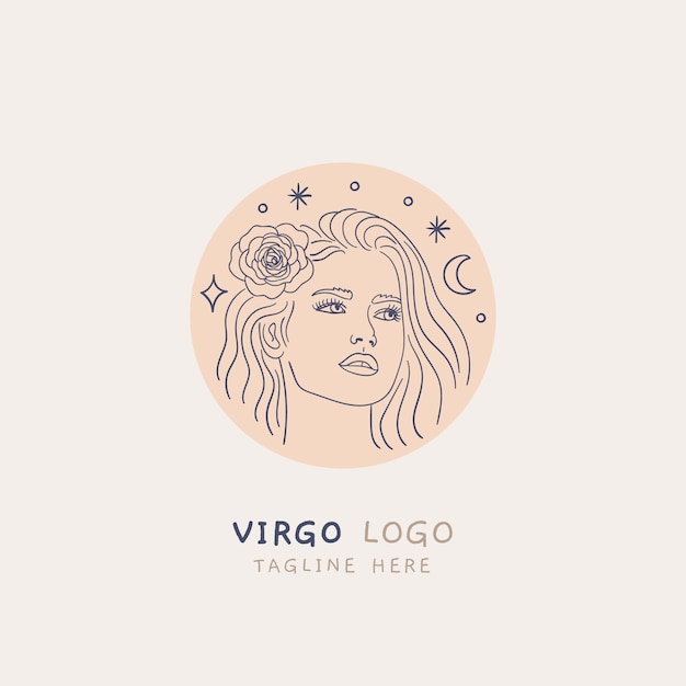 Vector hand drawn flat design virgo logo