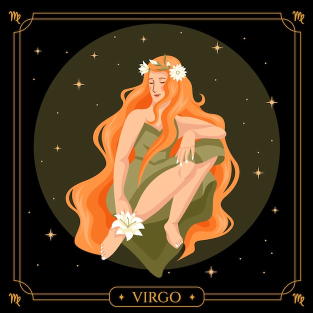 Vector hand drawn flat design virgo logo