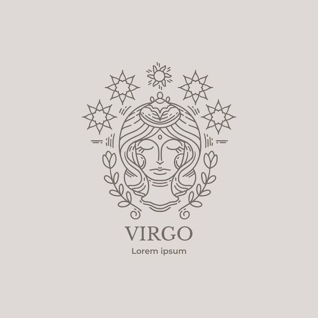 Hand drawn flat design virgo logo