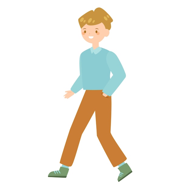 Hand-drawn flat design of a walking person