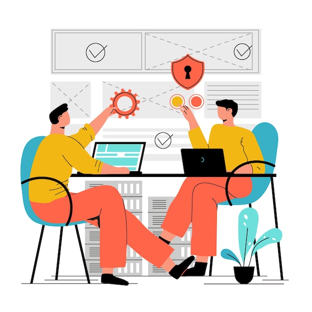 hand drawn flat design website hosting illustration