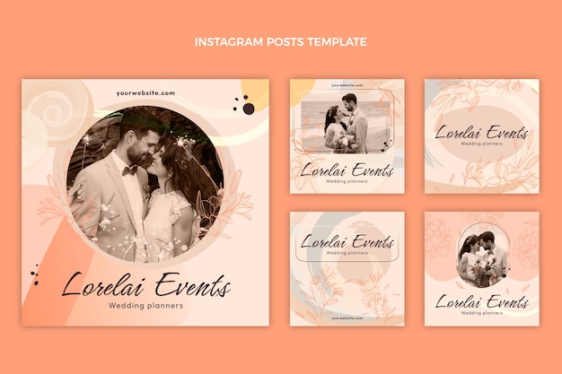 hand drawn flat design wedding planner design template