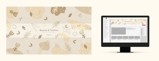 벡터 손으로 그린 평면 디자인 youtube 배너
