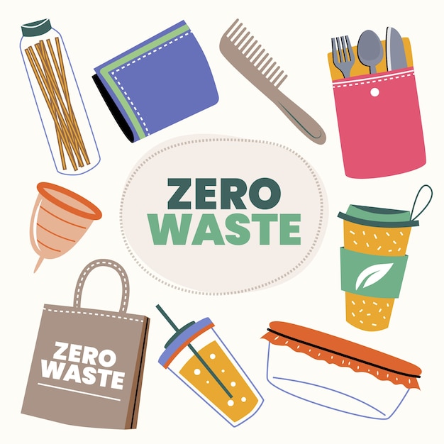 Hand drawn flat design zero waste collection