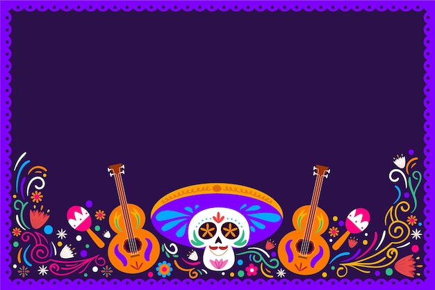 Vector hand drawn flat dia de muertos background