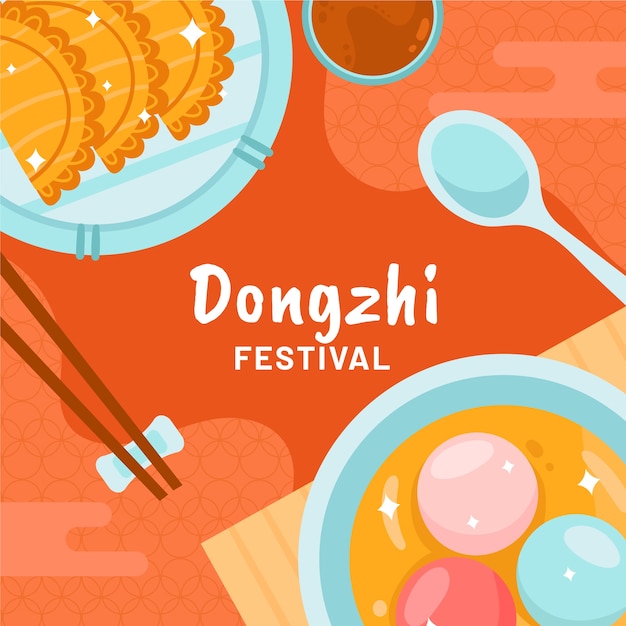 Vector hand drawn flat dongzhi festival illustration