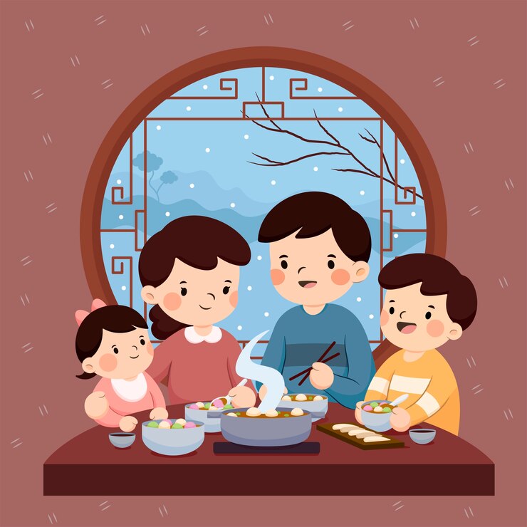 Vector hand drawn flat dongzhi festival illustration