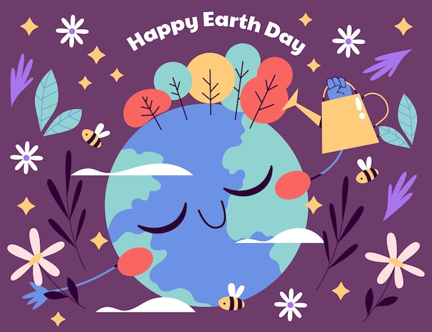 Hand Drawn Flat Earth Day Illustration