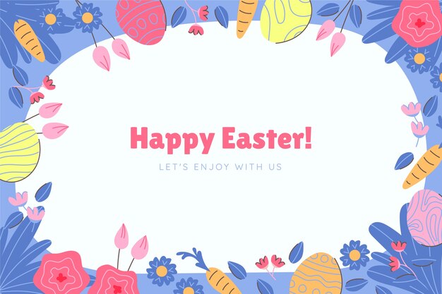 Vector hand drawn flat easter background