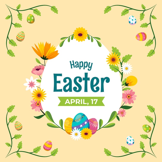 Vector hand drawn flat easter illustration