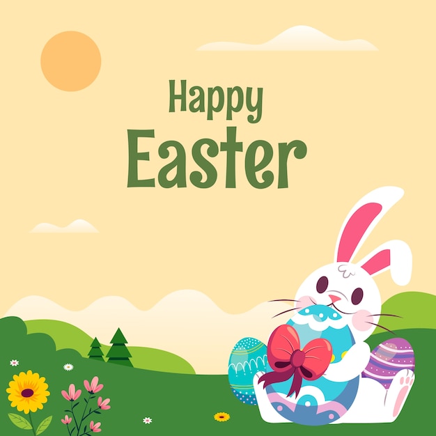 Vector hand drawn flat easter illustration