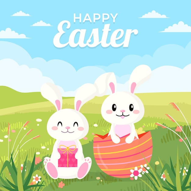 Vector hand drawn flat easter illustration