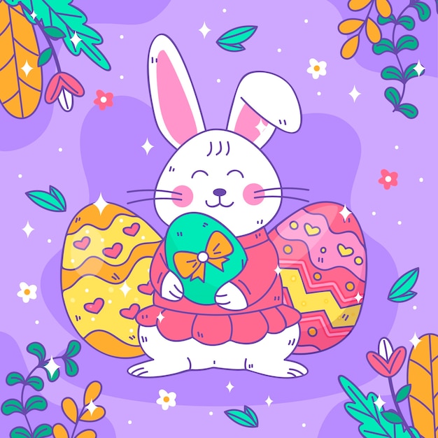 Vector hand drawn flat easter illustration