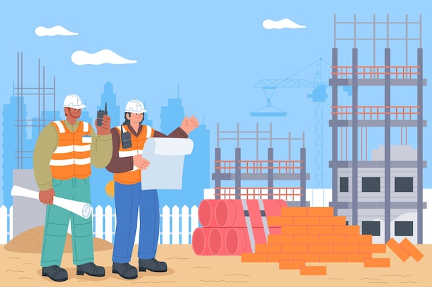 Hand drawn flat engineering background