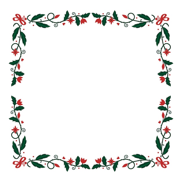 Vector hand drawn flat floral frame corner