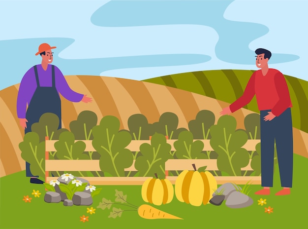 Vector hand drawn flat fruit harvest composition