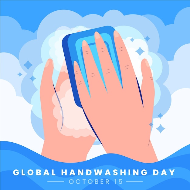 Vector hand drawn flat global handwashing day illustration