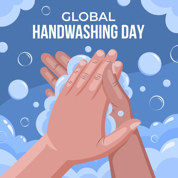 Vector hand drawn flat global handwashing day illustration