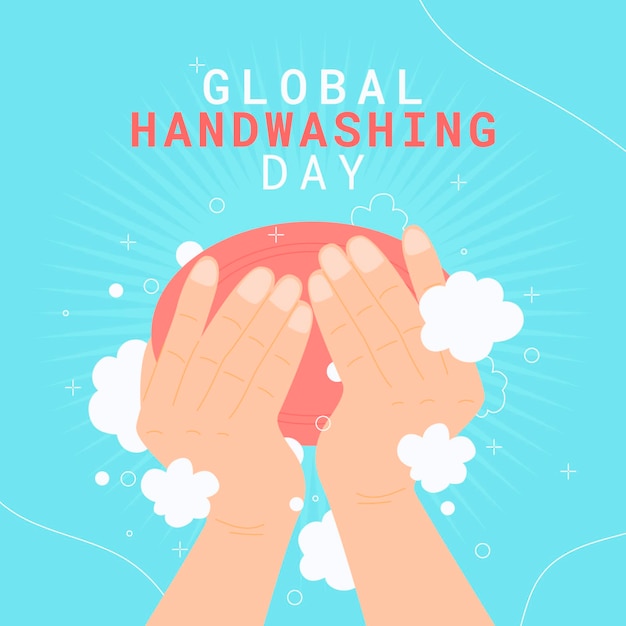 Vector hand drawn flat global handwashing day illustration