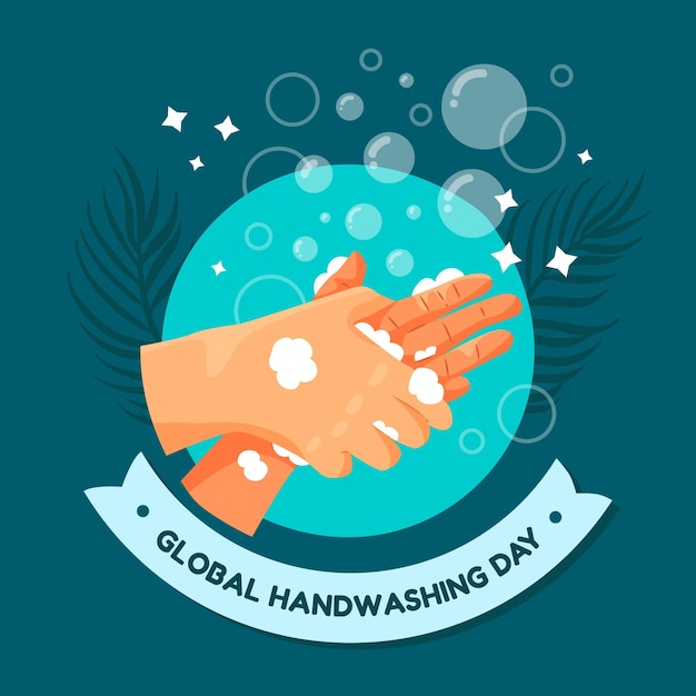 Vector hand drawn flat global handwashing day illustration