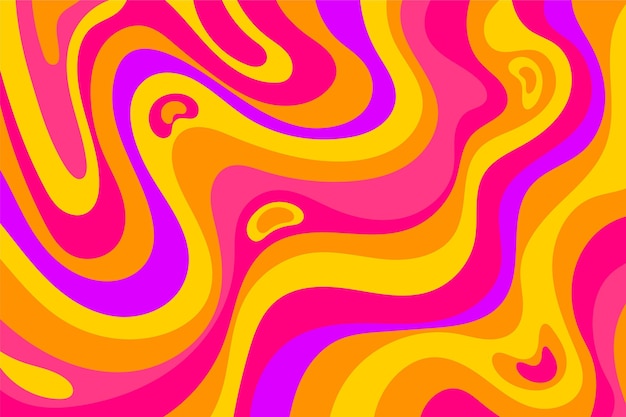 Hand drawn flat groovy psychedelic background