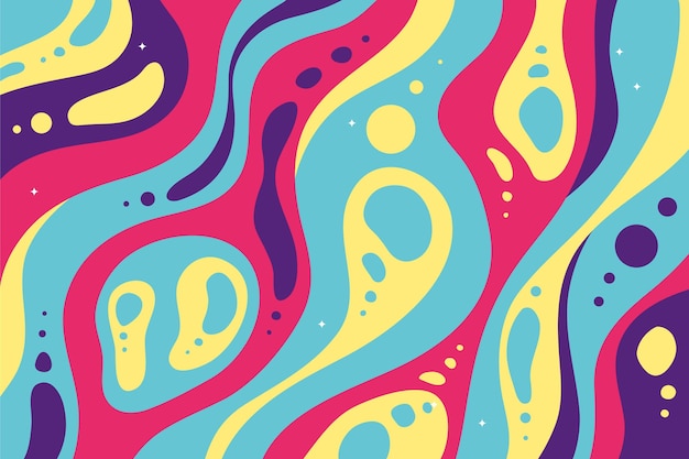 Hand drawn flat groovy psychedelic background