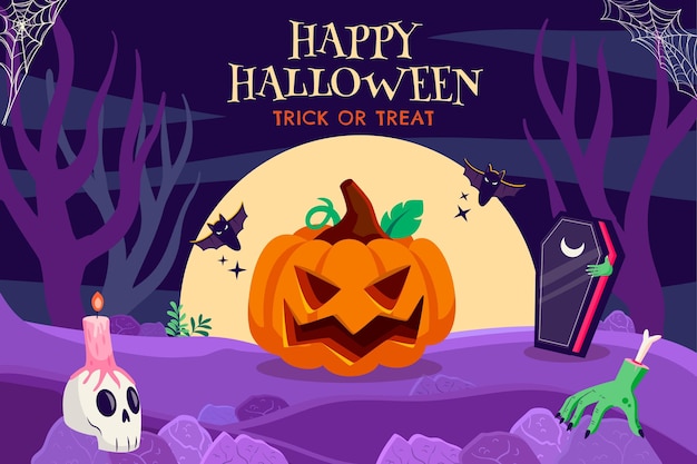 Vector hand drawn flat halloween background