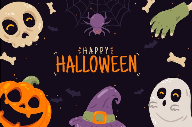 Vector hand drawn flat halloween background