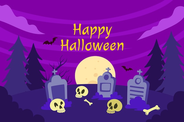 Hand drawn flat halloween background