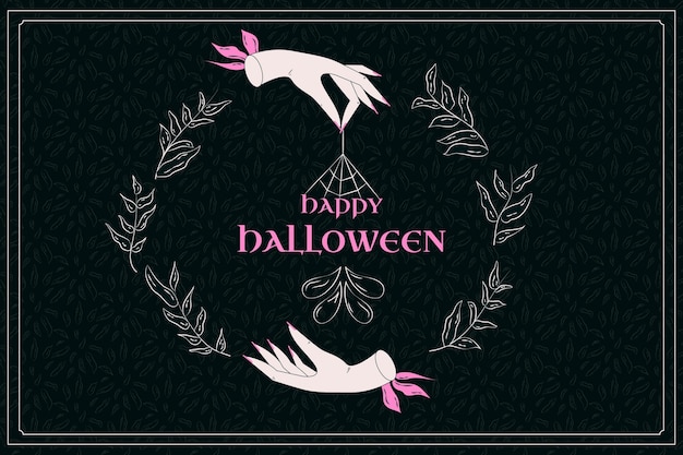 Vector hand drawn flat halloween background