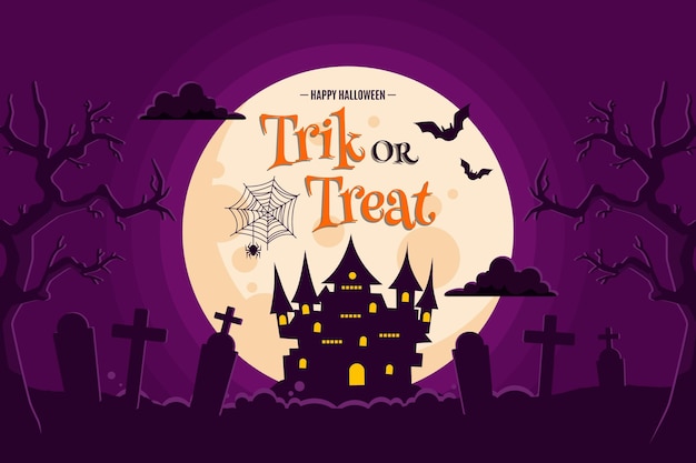 Vector hand drawn flat halloween background