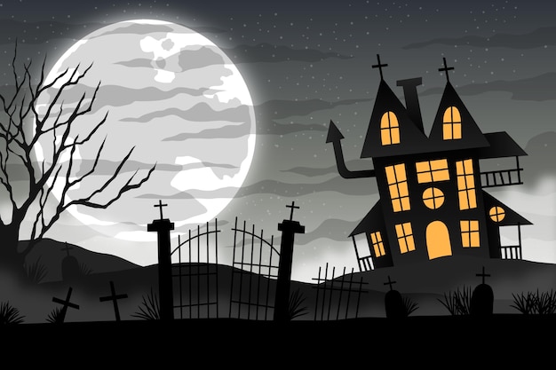 Vector hand drawn flat halloween background