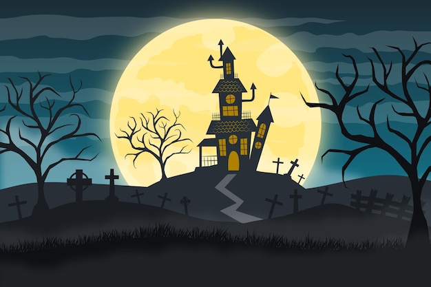 Hand drawn flat halloween background