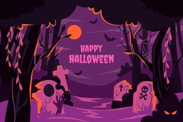 Vector hand drawn flat halloween background