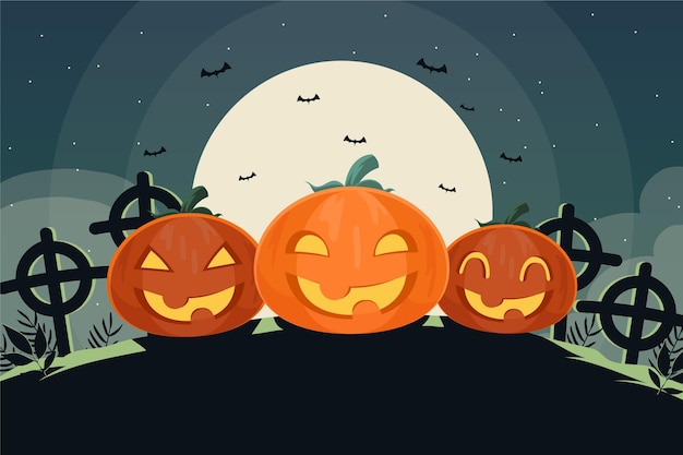 Hand drawn flat halloween background