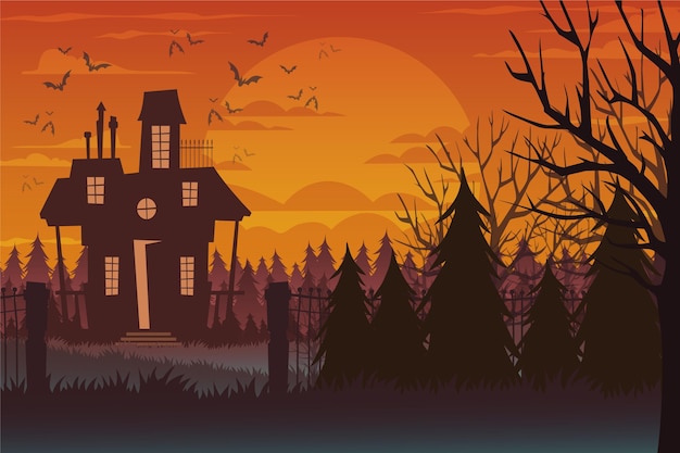 Vector hand drawn flat halloween background