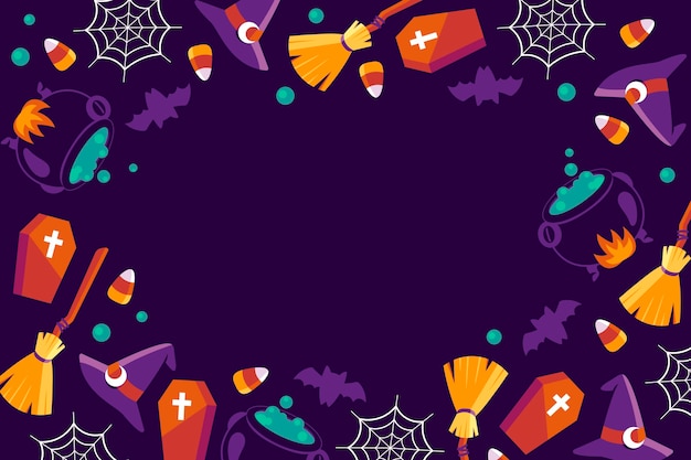 Vector hand drawn flat halloween background