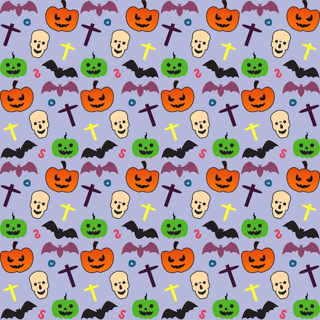 Hand drawn flat halloween patterns collection