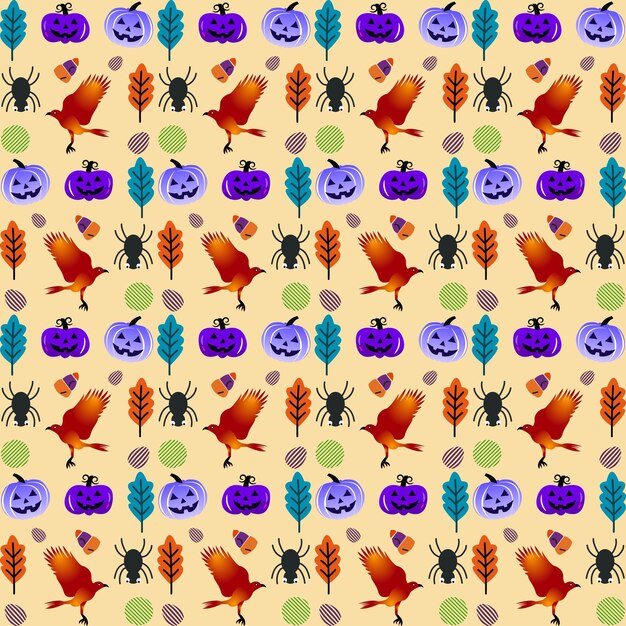 Vector hand drawn flat halloween patterns collection