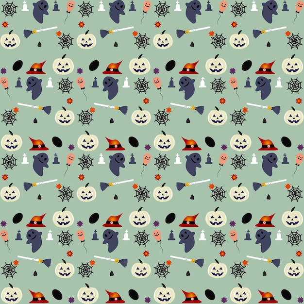 Vector hand drawn flat halloween patterns collection