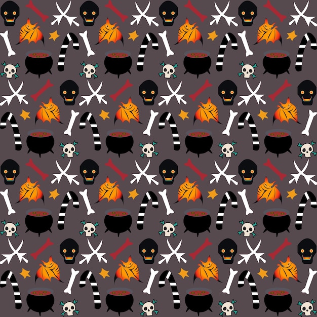 Hand drawn flat halloween patterns collection