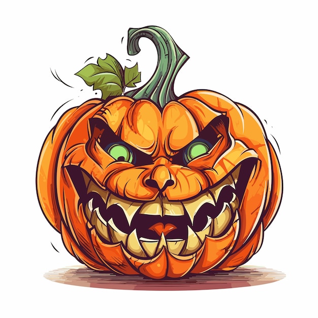 hand drawn flat halloween pumpkin illustration halloween pumpkin Isolated on white background