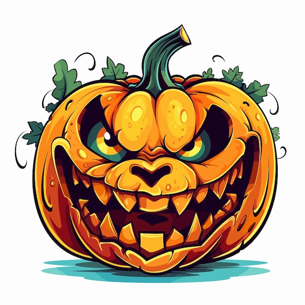 hand drawn flat halloween pumpkin illustration halloween pumpkin Isolated on white background