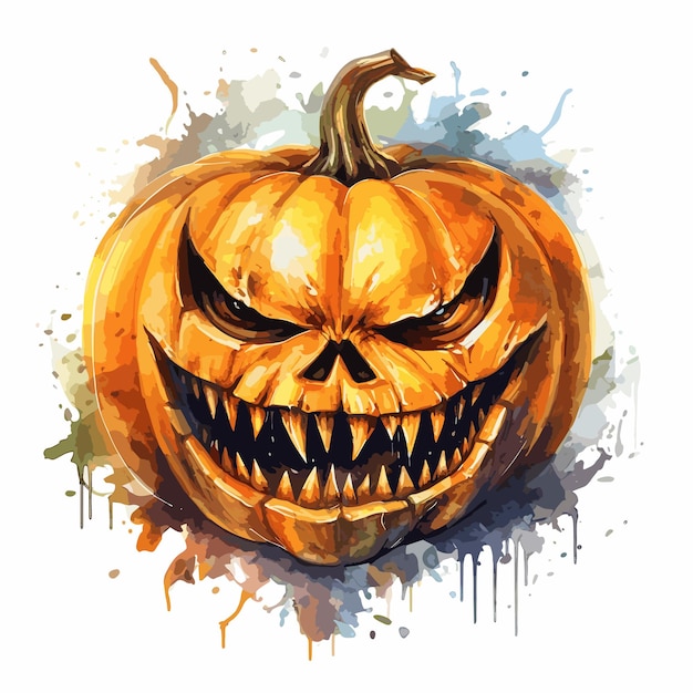 Illustrazione di zucca di halloween piatta disegnata a mano zucca di halloween isolata su sfondo bianco