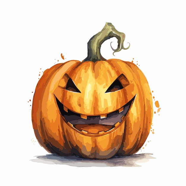 hand drawn flat halloween pumpkin illustration halloween pumpkin Isolated on white background