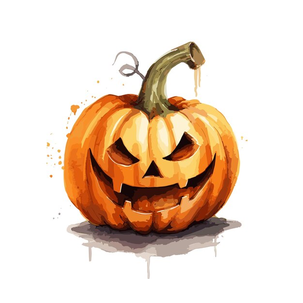 hand drawn flat halloween pumpkin illustration halloween pumpkin Isolated on white background