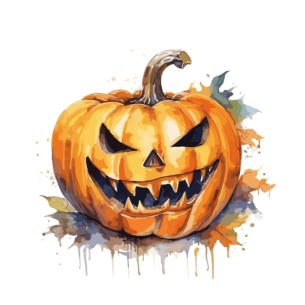 hand drawn flat halloween pumpkin illustration halloween pumpkin Isolated on white background