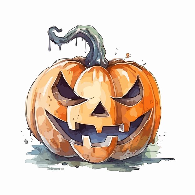 Vector hand drawn flat halloween pumpkin illustration halloween pumpkin isolated on white background