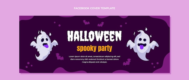 Hand drawn flat halloween social media cover template